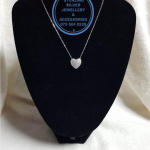 925 sterling Silver chain necklace with floating cubic zirconia heart pendant - Showstopper - Stunning!! Price per 1 necklace with floating heart pendant detail Price includes chain and floating heart pendant per photo 45 cm chain All prices excludes national nominal door-to-door delivery fee