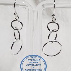 925 sterling Silver Earrings - 3 hanging circles of love - Stunning Price per 1 pair of earrings All prices excludes national nominal door-to-door delivery fee Although some earrings might be similar size price is determined on weight as well as manufacturer although all our products are manufactured from the best quality 925 Sterling Silver.