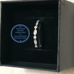 925 Sterling Silver Ring  - stack ring - wedding band  - you choose. The more the merrier - Stunning detail with leave and round detail with cubic zirconia
