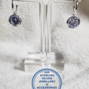 925 sterling Silver Earrings - Pretty Woman Half Hoop Dangle Cubic Zirconia Clear Charm Price is for 1 pair of earrings 12 mm charm diameter All prices excludes national nominal door-to-door delivery fee Although some earrings might be similar size price is determined on weight as well as manufacturer although all our products are manufactured from the best quality 925 Sterling Silver.
