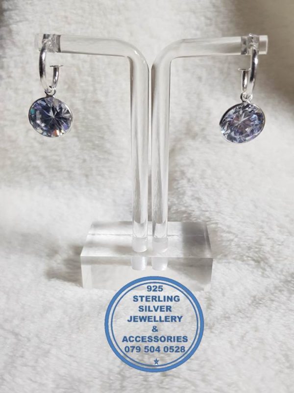 925 sterling Silver Earrings - Pretty Woman Half Hoop Dangle Cubic Zirconia Clear Charm Price is for 1 pair of earrings  12 mm charm diameter All prices excludes national nominal door-to-door delivery fee Although some earrings might be similar size price is determined on weight as well as manufacturer although all our products are manufactured from the best quality 925 Sterling Silver.