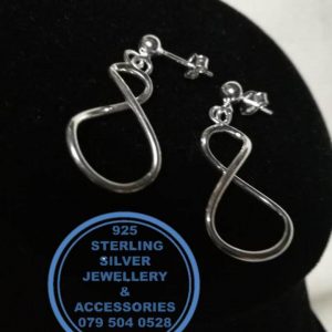 925 Sterling Silver Earring - Infinate Dangle Drop Large studs - 1 pair Prices Excludes National delivery to your door at a nominal fee.