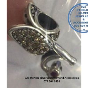 Cubic Detail Tulip Sterling Silver Charm Compatible With Your Pandora. 