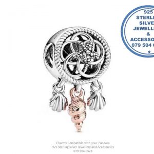925 Sterling Silver Two Toned Seashell Dream Catcher Rose Gold Plated Charm Bead. Pandora CompatibleÂ