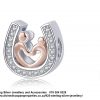 925 Sterling Silver Family in horse shoe luck Love Charm. Pandora Compatible 