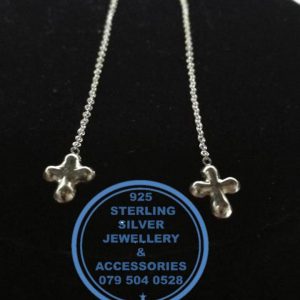 925 Sterling Silver Earring - Stunning Silver Threader Cross Dangle Drop Earrings - 1 pair Prices Excludes National delivery to your door at a nominal fee.