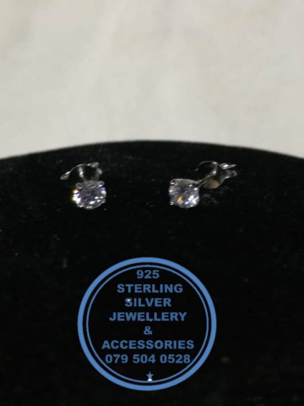 925 Sterling Silver Earring - Sterling Silver Cubic Stud  Earrings 4mm   - 1 pair  Prices Excludes National delivery to your door at a nominal fee.