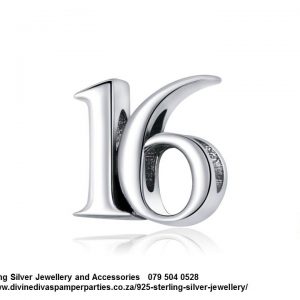 925 Sterling Silver Number 16 ( Sweet Sixteen) Celebration Birthday Charm. Pandora Compatible
