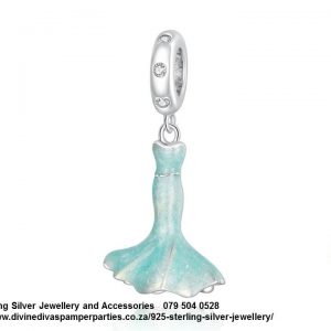 925 Sterling Silver Frozen Princess Elsa Dress Blue Charm. Pandora Compatible