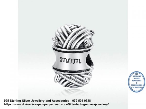 925 Sterling Silver  Knitting Wool Mom Charm. Pandora Compatible 