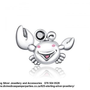 925 Sterling Silver Cute Beach Crab Charm. Pandora Compatible