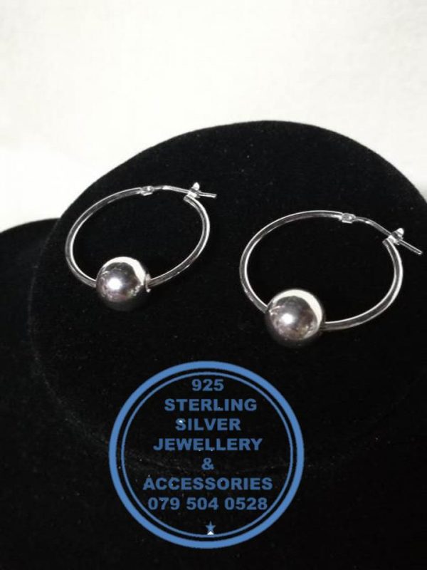 925 Sterling Silver Earring - Statement hoop Earrings with stunning ball detail  - 1 pair Prices Excludes National delivery to your door at a nominal fee.