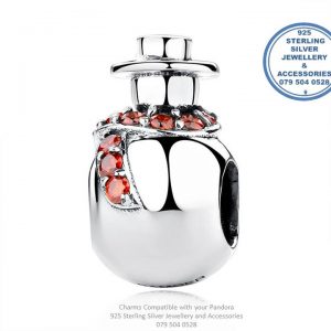 925 Sterling Silver Cubic Detail Snowman Charm. Pandora Compatible