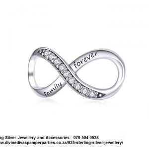 925 Sterling Silver Large Family Forever Infinity Cz Cubic Detail Charm. Pandora Compatible