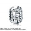 925 Sterling Silver Cubic Detail Charm Bead with hearts all round . Pandora Compatible