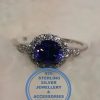 Blue and Clear Cubic detail Sterling Silver 925 Ring