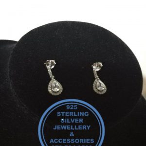 925 Sterling Silver Earring - Detailed cubic Halo Teardrop Earrings - 1 pair Prices Excludes National delivery to your door at a nominal fee.