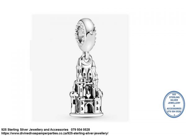 925 Sterling Silver Castle Disney World . Pandora Compatible