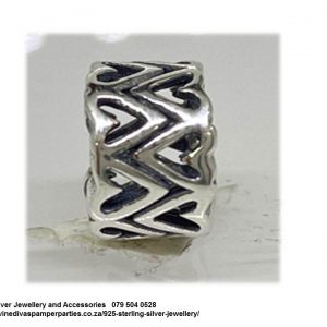 925 Sterling Silver Freehand Openwork Heart Spacer Charm Bead. Pandora Compatible