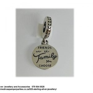 925 Sterling Silver Charm Friends are the family you choose . Pandora Compatible Dangle