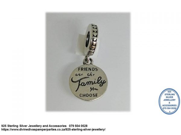 925 Sterling Silver  Charm Friends are the family you choose . Pandora Compatible Dangle