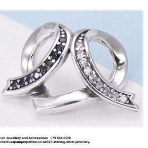 925 Sterling Silver Yin Yang Infinite Heart Love Charm Bead. Pandora Compatible