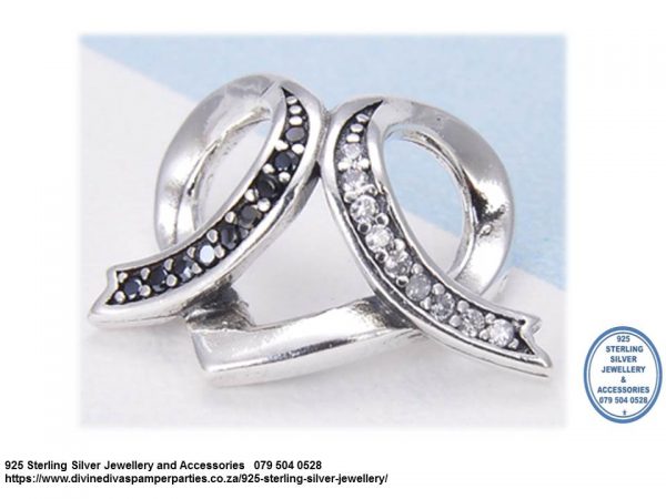 925 Sterling Silver  Yin Yang Infinite Heart Love Charm Bead. Pandora Compatible 