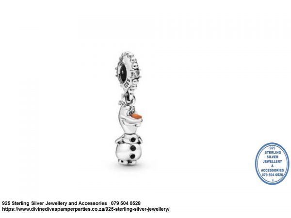 925 Sterling Silver Frozen Olaf Snowman Dangle Charm. Pandora Compatible 