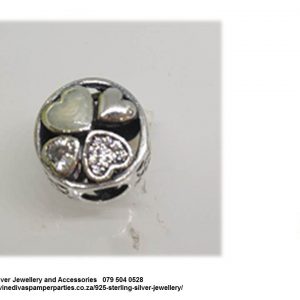 925 Sterling Silver 4 Hearts Charm Bead. Pandora Compatible