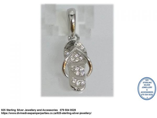 925 Sterling Silver Flip Flop Dangle Charm . Pandora Compatible