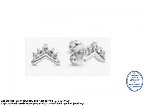 Tiara Cubic Detail Statement Sterling Silver Earrings with Studs