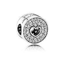 925 Sterling Silver Cubic CZ Detail Heart Anniversary Celebration Love Charm Bead. Pandora Compatible