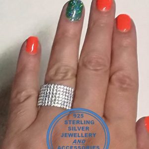 925 Sterling Silver Ring with 7 rows of Clear Cubic as 1 ring. Showstopper.