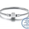 925 Sterling Silver Hard Charm Bangle Bracelet. Pandora Compatible