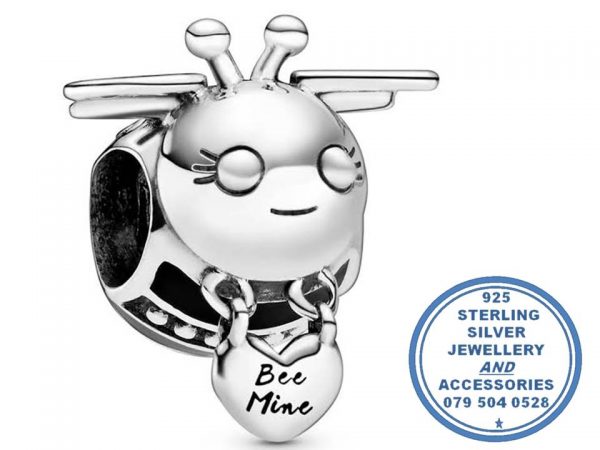 925 Sterling Silver Black and Silver Bee Mine Pandora Compatible Bead Charm