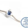 925 Sterling Silver Large O Charm with light blue middle. Pandora Compatible