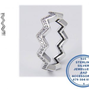 "925 Sterling Silver Zig-zag Zigzag Stack ring. "