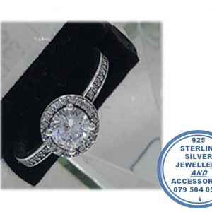 925 Sterling Silver Designer Halo Ring IMP.