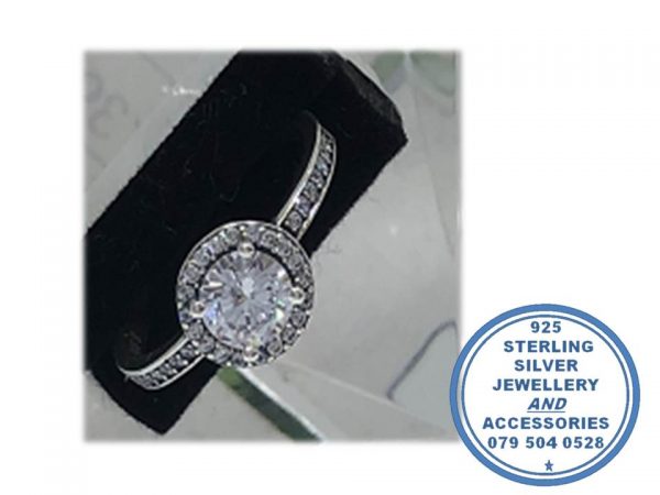 925 Sterling Silver Designer Halo Ring IMP. 
