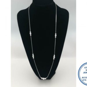 925 Sterling Silver 80cm chain with 3ball sets Designers Necklace