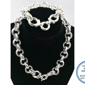 925 Sterling Silver 50cm Extra Large Rolo Chain 20mm Link Italy