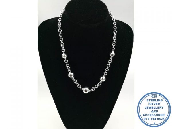 925 Sterling Silver Designers Bulky Heavy Italian Chain with 3 ball detail Chunky chain Statement