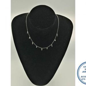 925 Sterling Silver Chain Necklace with cubic and cross Detail 45 cm