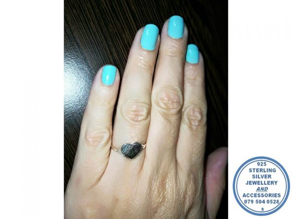 925 Sterling Silver Large Heart Signet Ring for kids girls