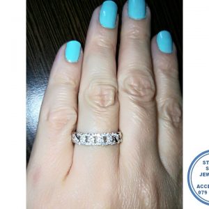 925 Sterling Silver Interlink Chain 5 cubic Detail Ring and 2 plain sides links Ring Stack Ring Wedding Band