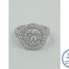 925 Sterling Silver Designer's Ring 8 round cubic petal flower Ring Halo