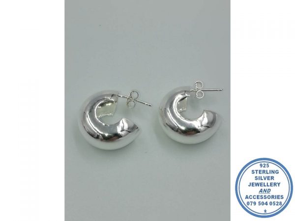925 sterling Silver Broad Bulky Hoop Studs