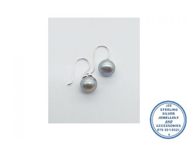 925 Sterling Silver Grey Pearl Hook In Earring
